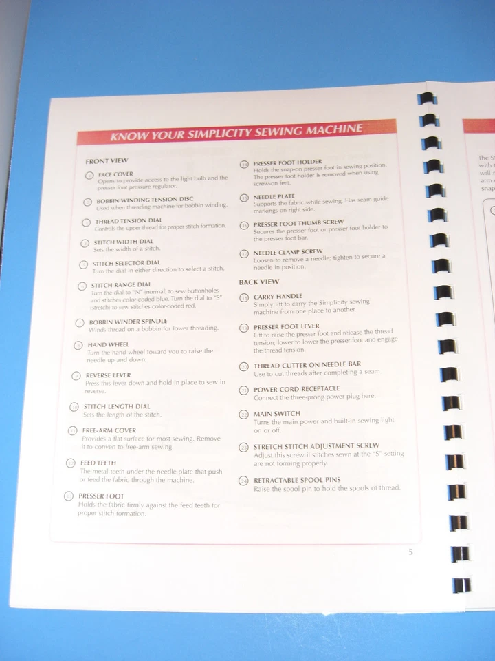 Simplicity Model SW210 Denim Star Sewing Machine Instruction Manual - Printed - Image 3 of 4