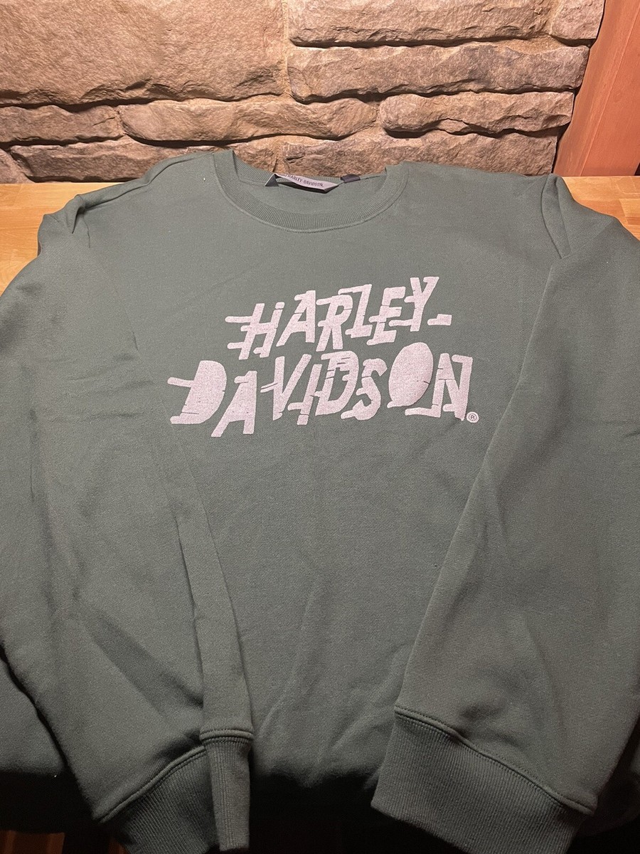 Harley-Davidson Green Sweatshirt Puff Print Garage