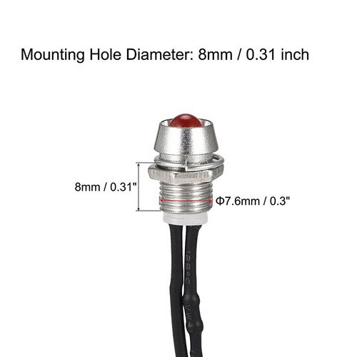 10 PIEZAS Luz Indicadora LED Coche Barco 12V 8mm Piloto Panel de Tablero Advertencia Lámpara Única - Imagen 6 de 9