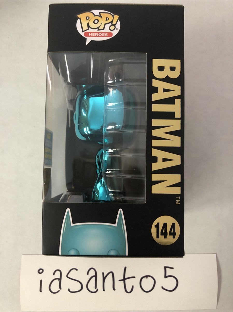 Funko POP Blue Teal Chrome Batman #144 2019 SDCC Shared