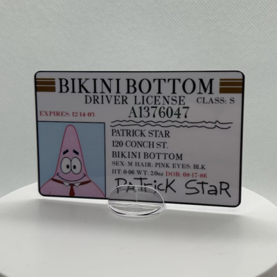 SpongeBob SquarePants Patrick Star Parody Prop Drivers License
