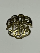 Gold Tone Monogram Letters Scarf Clip