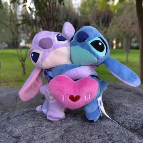 Disney Lilo and Stitch Girlfriend "Angel" Hug With Red Heart Plush Toy"I LOVE U" - Picture 1 of 2