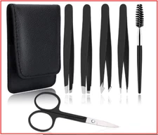 7 Tweezers Kit, Professional Set, Eyebrow For Women Facial Hair Men Wig Plucking
