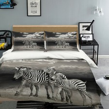 3D Zebras S115 Animal Bed Pillowcases Quilt Duvet Cover Set Queen King Sunday