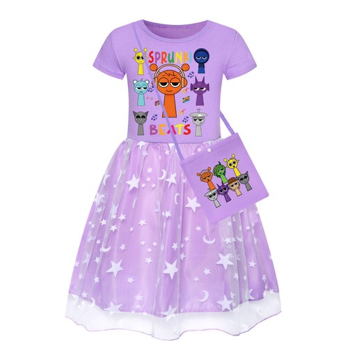 Kids Girls Sprunki Costume Rainbow Stars Tutu Skirts Birthday Party Fancy Dress - Picture 41 of 72