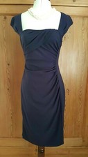 L.K. BENNETT 12 40 US6 DARK VIOLET DESIGNER BODYCON SUMMER DRESS WORK OFFICE VGC