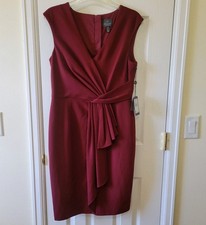 Adrianna Papell Sheath Dress Size10 Marsala Draped Surplice Neckline NWT