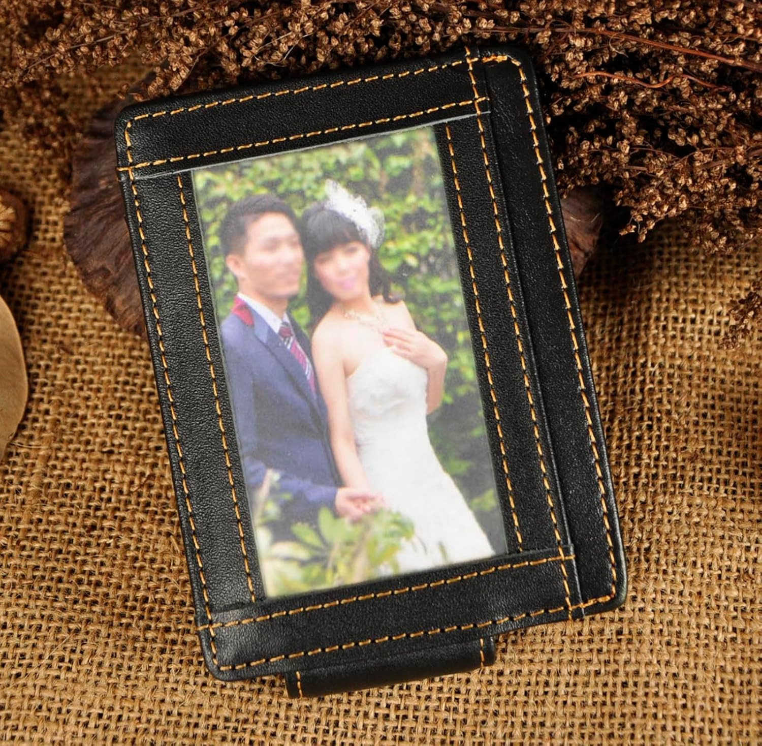 RFID Genuine Leather Slim Money Clip Wallet – Front Pocket Card Holder - Black