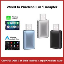 Wireless CarPlay Android Auto Adapter 2-in-1 Wired to Wireless Plug Play