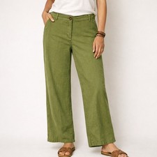 Love tree linen blend wide leg pants high rise lightweight olive green large