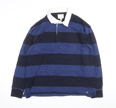 Marks and Spencer Herren Rugbyshirt blau gestreift Langarm XL