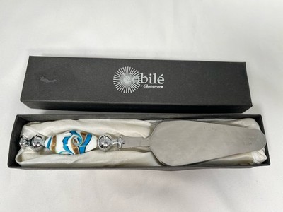 Nobilé Glaswaren Kuchenscheibe Blau Weiß Gold Glasperlen Verpackt