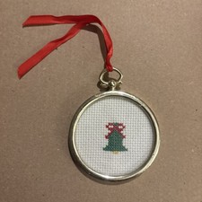 Vintage Needlepoint Christmas Bell Ornament Handmade