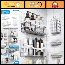 5-Pack Rustproof Stainless Steel Shower Caddy - No Drill Adhesive Organizer, XL