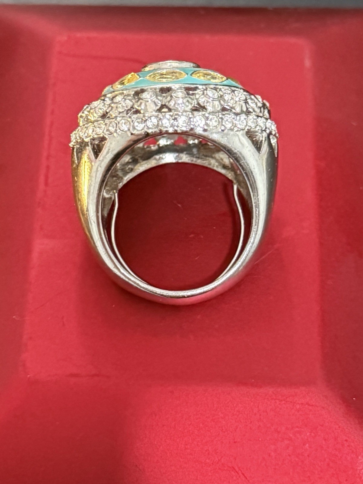 Bold Statement Ring with Turquoise-Tone Center & … - image 8