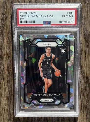 2023 PRIZM #136 ICE SSP VICTOR WEMBANYAMA ROOKIE SPURS PSA 10 RC