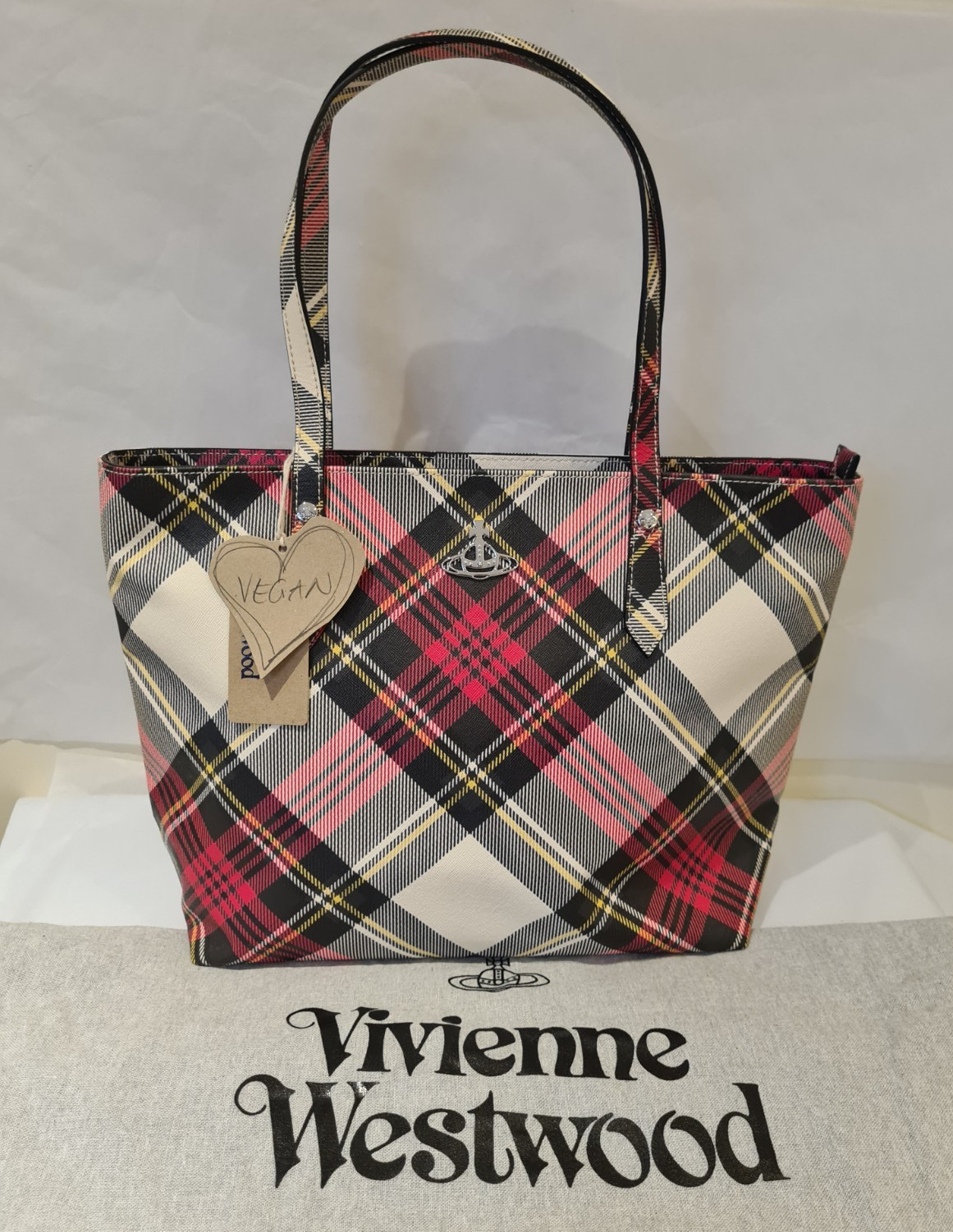 Borsa a tracolla Vivienne Westwood grande check tartan nuova esposizione nuova con etichetta