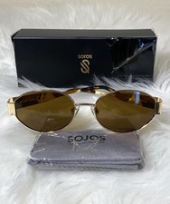 Soros Gold Frame Brown Oval Sunglasses Retro UV Protection