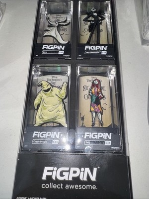 NIGHTMARE BEFORE CHRISTMAS FIGPIN 4-PACK BOX SET SALLY JACK ZERO OOGIE BOOGIE
