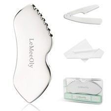 Stainless Steel Gua Sha Facial Tools Metal GuaSha Tool for Face Neck, Detaile...