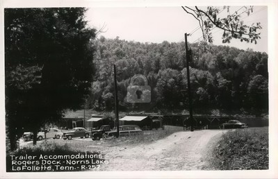 LaFollette TN Rogers Dock Norris Lake Trailer Accommodations RPPC Postcard COPY