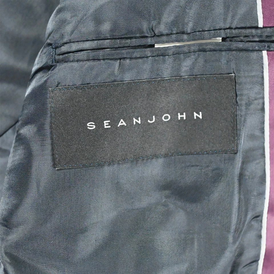 Chaqueta Pantalones Traje Sean John 46L 40x30 Azul Marino Rayas Para Hombre Foto 4 de 4
