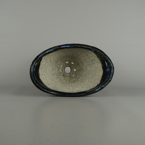 Vaso per bonsai Bunzan Echizen ovale smaltato 18 cm (7,1 pollici) Giappone nuovo - Foto 6 di 6
