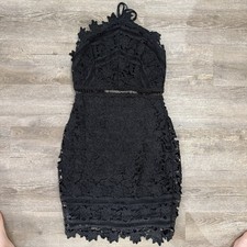 ASTR the Label Black Lace Halter Bodycon Mini Dress Size S