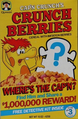 Quaker Capn Crunch Crunch Berries Cereal Box 15oz 12x8in Metal Sign Poster