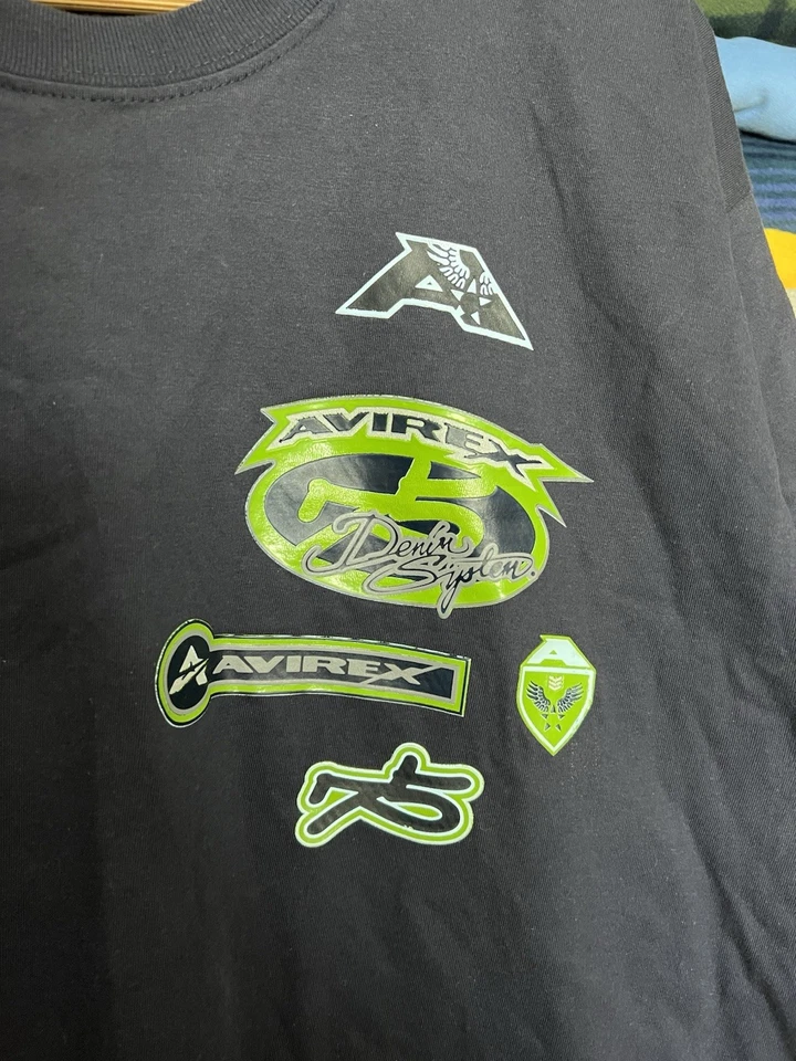 Camisa De Colección Y2K Avirex Denim Systems Para Hombres Verde Marino Ropa de Calle Rara Talla Grande Foto 3 de 4