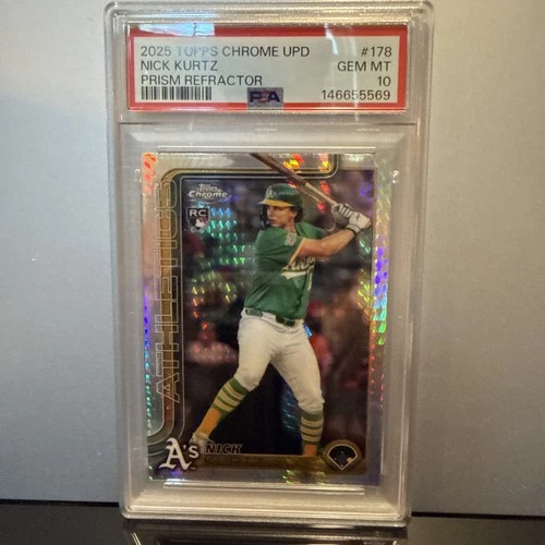 NICK KURTZ 2025 TOPPS CHROME UPDATE PRISM REFRACTOR #USC178 RC PSA 10