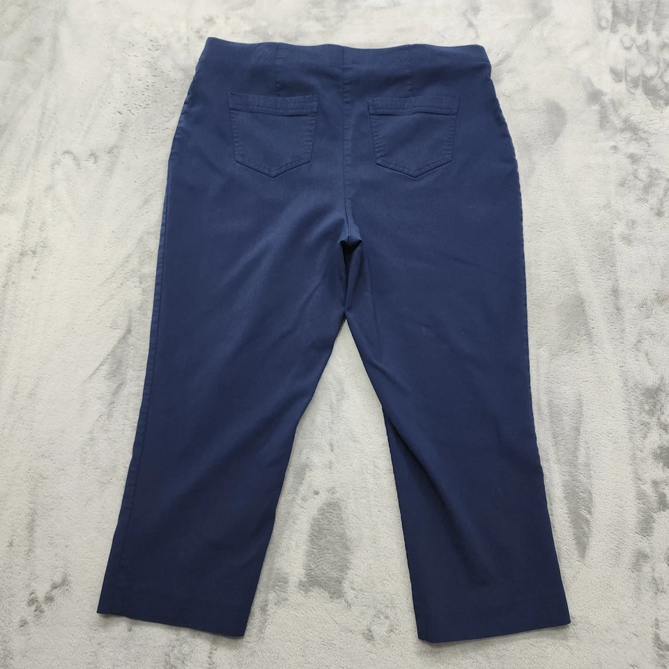 Style&Co 裤子女式 L 蓝色中腰拉卡普里平前弹力休闲 — 第 2/4 张图片