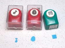 Lot 3 Marvy Uchida Small Paper Punches – Music Note, Egg, Square Shapes
