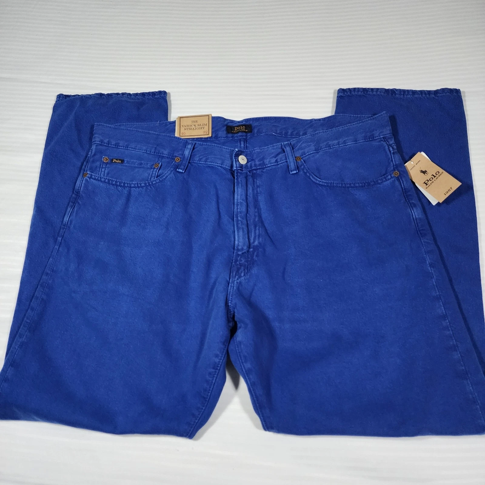 Polo Ralph Lauren Men's Varick Slim Straight Stretch Jeans Blue Size 40x32 Hemp