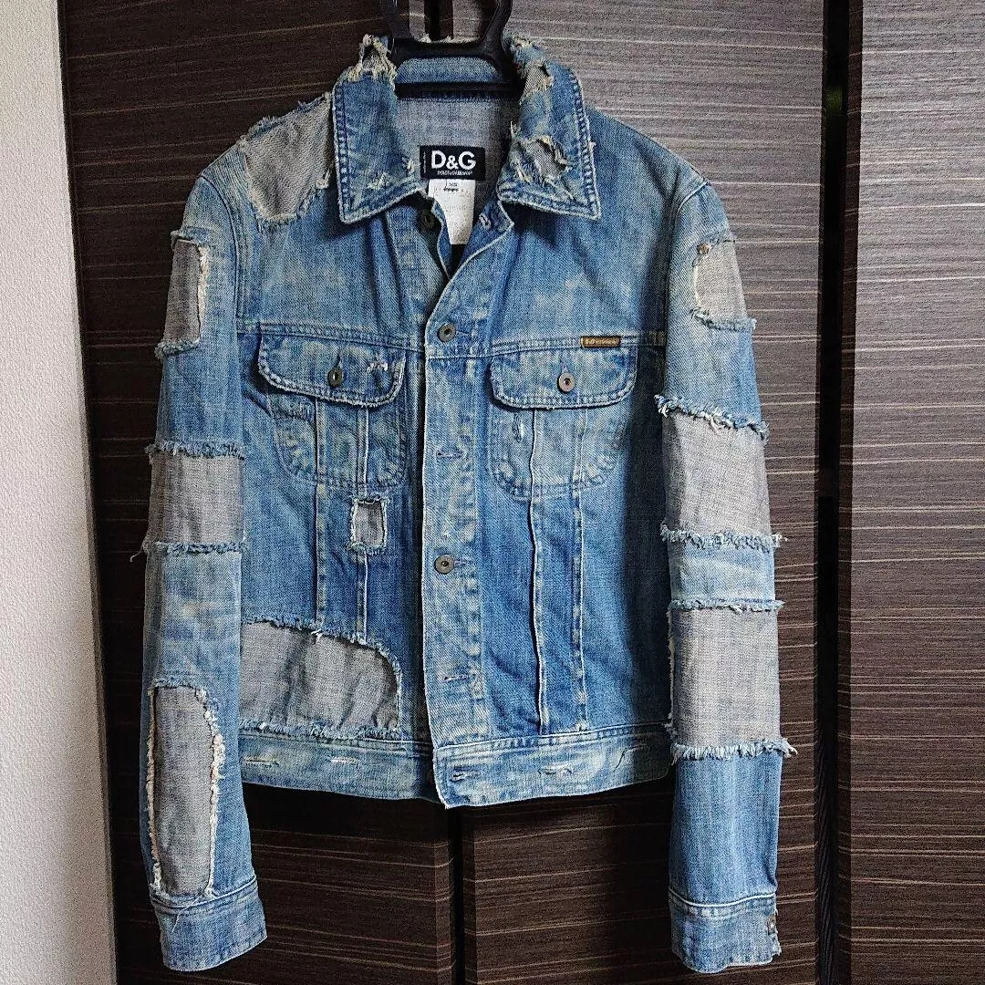 Dolce & Gabbana Distressed Patchwork Denim Jacket in Blue