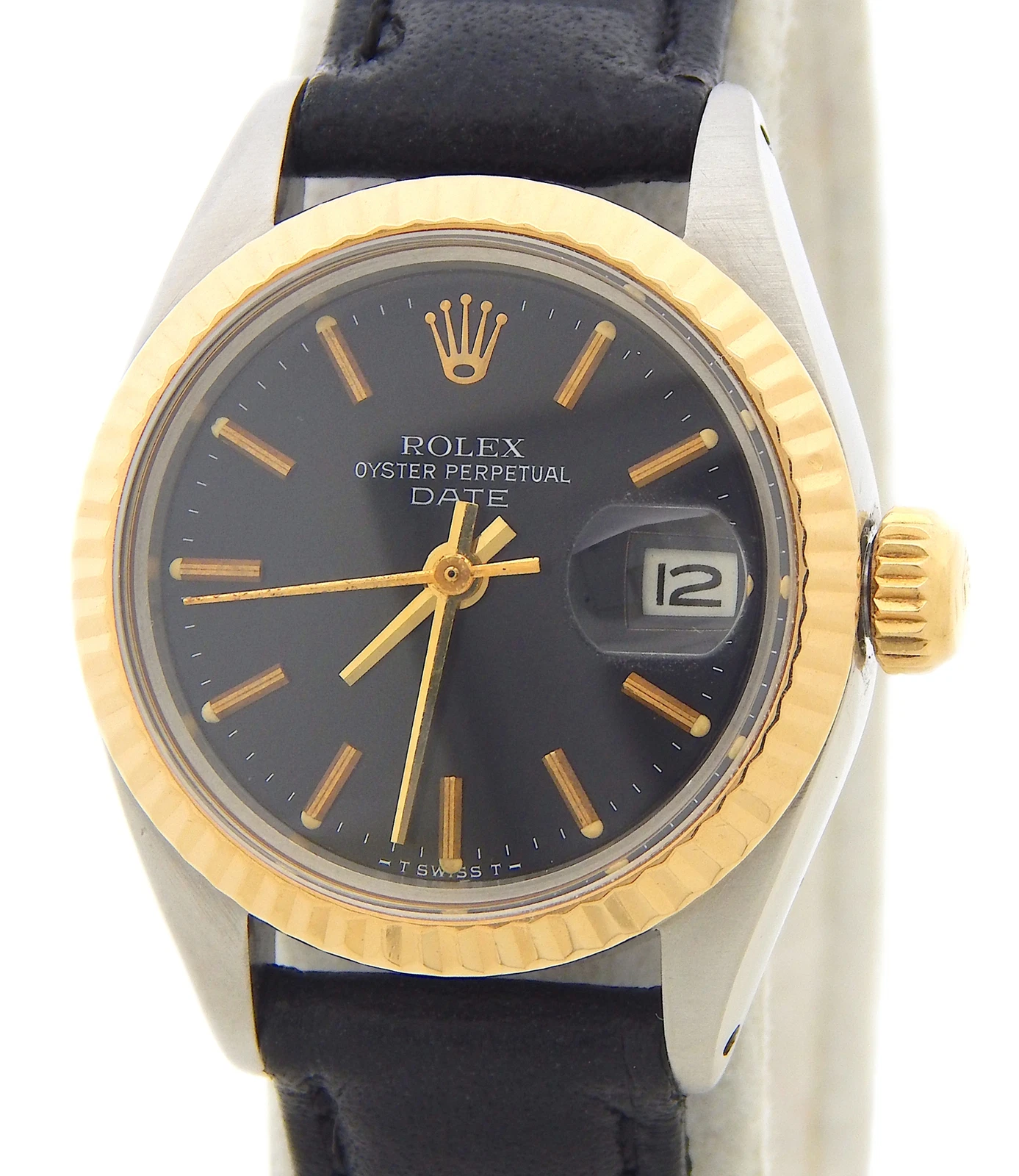 Rolex — Rolex Date Ladies 2Tone Yellow Gold Stainless Steel 6916 Watch with Black Dial