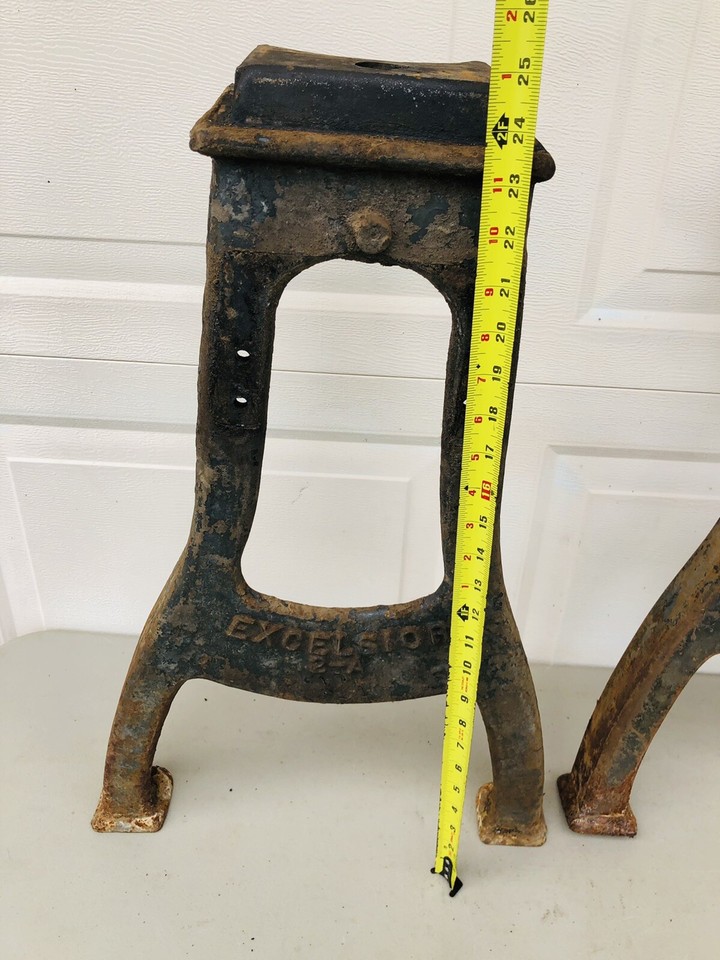 Antique Cast Iron Legs Industrial Table Base Lathe Excelsior eBay