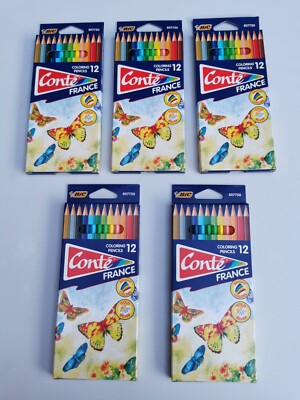 BIC Conte Buntstifte - 5x 12er Pack (insgesamt 60 Bleistifte) Nagelneu Kinder