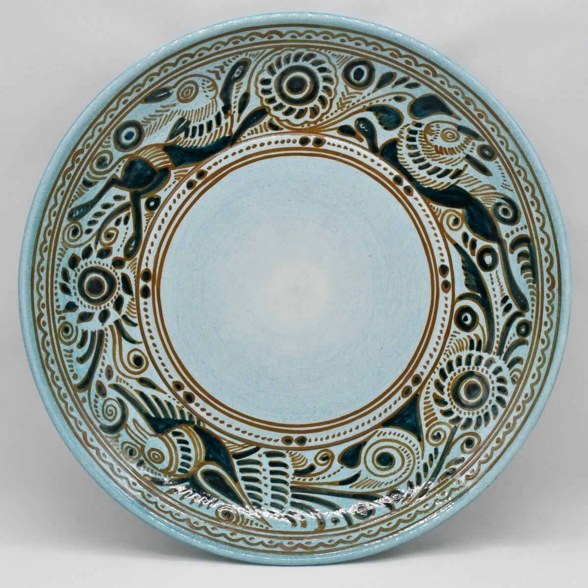 60s【Felix Tissot】Fantasia ヴィンテージ プレートセット Vintage Felix Tissot Ceramica Taxco Mexico Folk Art Teal Fantasia