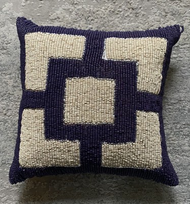 Jonathan Adler Throw Pillow Beaded 15 X15 Off White Dark Purple Square Dawn Fill