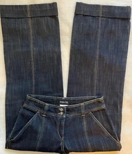 PATRIZIA PEPE FIRENZE, MADE IN ITALY, BLUE/BLACK JEANS, 42, CROPPED, CUFF, NWOT
