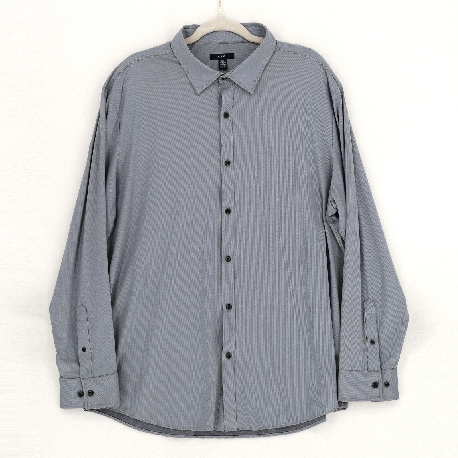 Alfani Men's Steel Grey Nylon Jersey Alfatech Long Sleeve Casual Shirt Size XL