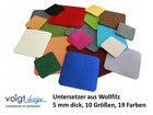 Untersetzer WOLLFILZ 5 mm quadratisch 10 Größen 19 Farben runde Ecke Glas Tisch