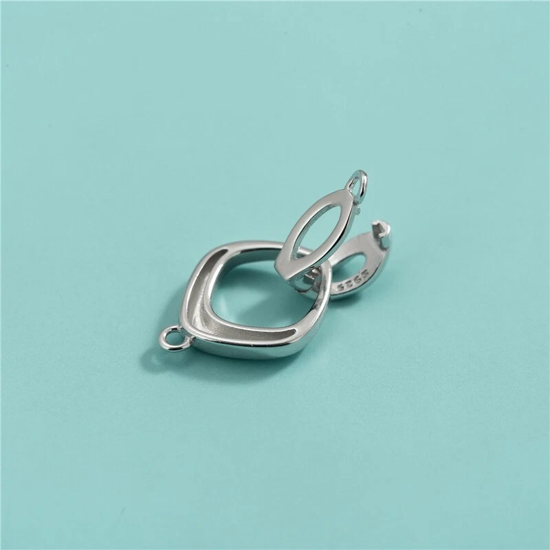 925 Sterling Silver Square Fold-Over Clasp Closure for Bracelet Necklace XS17 - Image 4 of 4