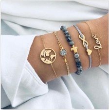 Bohemian Multi-layer Bracelet Set Women Cuff Bangle Chain Boho Bracelets US