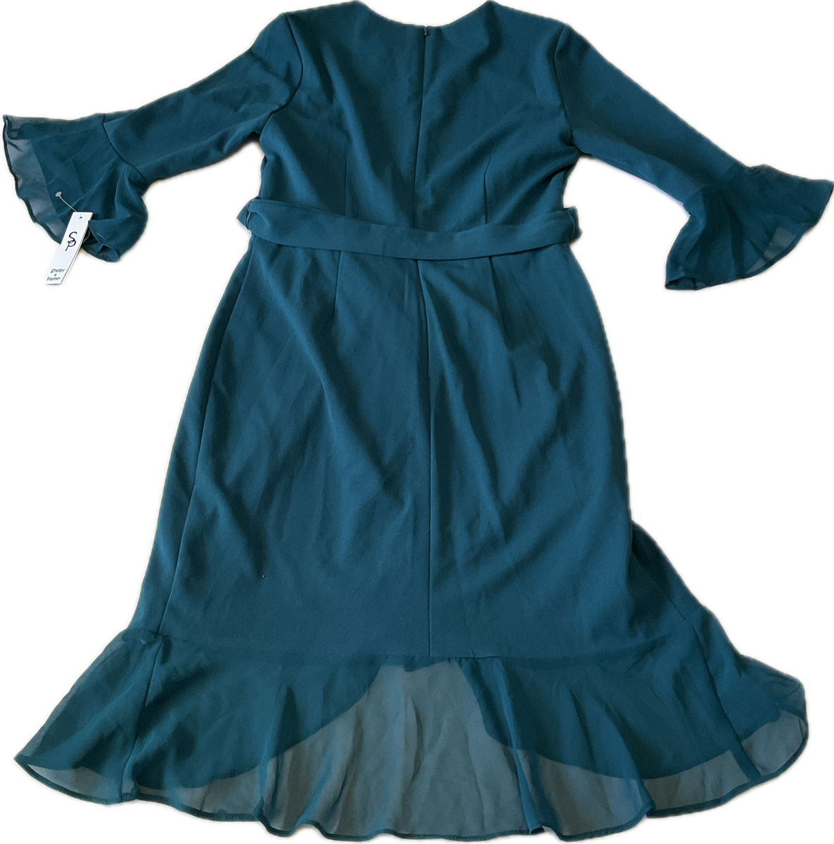 Shelby And Palmer Bell Sleeve Dress Womens Size 6 Green Peacock Belted |  eBay