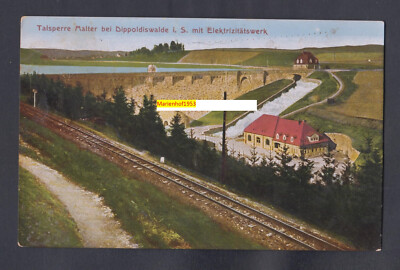 B 319/AK Dippoldiswalde ''Dam Mater, with E. Factory and Railway Line'' 1917
