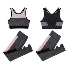 2PCS Kids Girls Sports Dance Outfit Crop Tops Shorts Leggings Tracksuit Workout