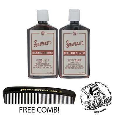 Suavecito Thickening Shampoo & Conditioner with Niacinamide 8 oz. Bottles